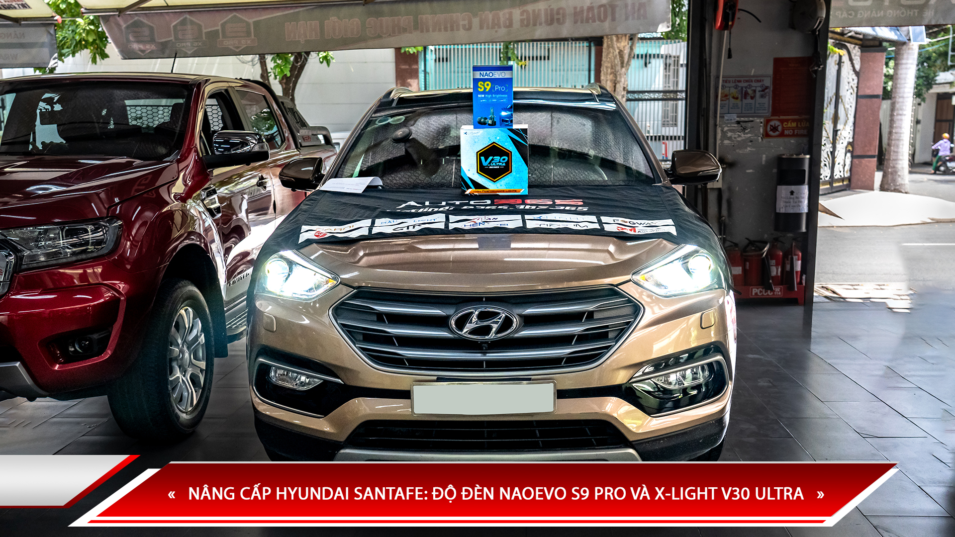 NÂNG CẤP HYUNDAI SANTAFE: ĐỘ ĐÈN NAOEVO S9 PRO VÀ X-LIGHT V30 ULTRA